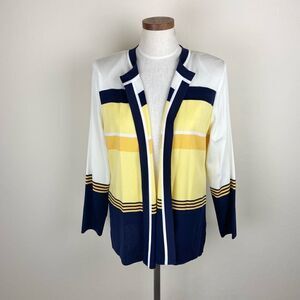 Misook Open-Front Colorblock Knit Cardigan Sweater